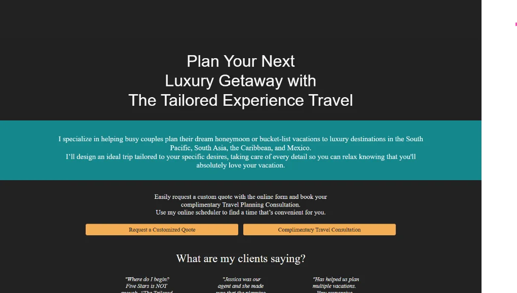 The Aisle to Islands homepage in August 2025
